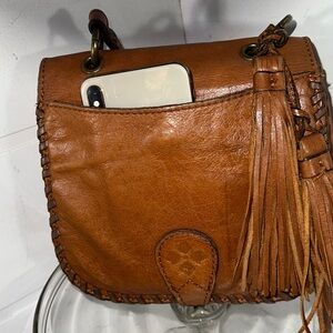 Patricia Nash British tan color leather cross body
